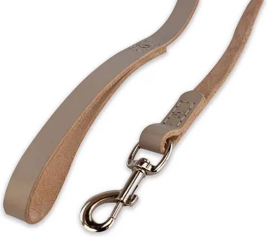 Leren hondenriem - 140cm - grijze riem - hondenriem met stiksels grijs - 100% volnerfleer thumbnail 3