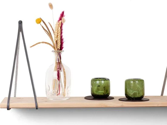 Leren plankdragers gesplitste draden - Grijs - 6 stuks - Echt lederen planken dragers thumbnail 5