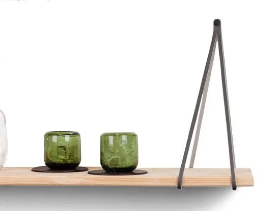 Leren plankdragers gesplitste draden - Grijs - 6 stuks - Echt lederen planken dragers thumbnail 6