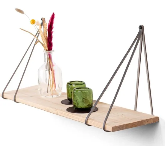 Leren plankdragers gesplitste draden - Grijs - 6 stuks - Echt lederen planken dragers thumbnail 7