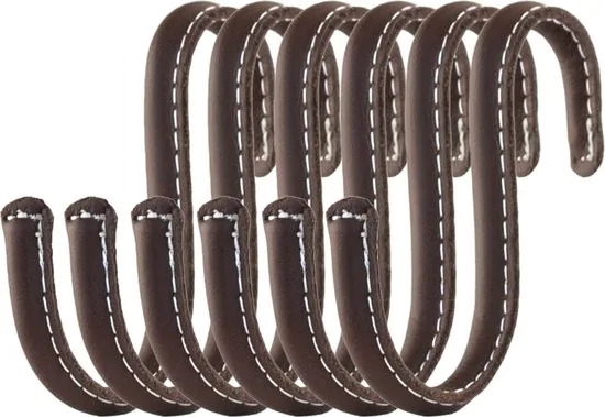 Brute Strength - Leren S-haken - Bruin - 6 stuks - Kledinghaak - Leer - Afbeelding 1