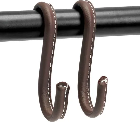 Brute Strength - Leren S-haken - Bruin - 6 stuks - Kledinghaak - Leer thumbnail 7