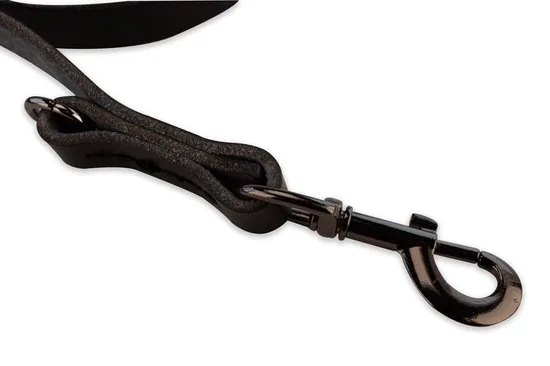 Multifunctionele Hondenriem - 220cm - volledig zwart - leren hondenriem - 100% volnerfleer thumbnail 3