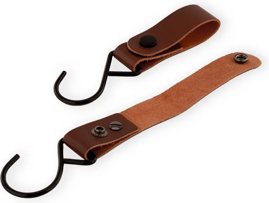Brute Strength - Multifunctionele Haak Met Lederen Lus - Cognac - 4 stuks - Kapstokhaak - Kampeerhaak - Leer thumbnail 5
