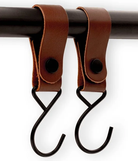 Brute Strength - Multifunctionele Haak Met Lederen Lus - Cognac - 4 stuks - Kapstokhaak - Kampeerhaak - Leer thumbnail 7