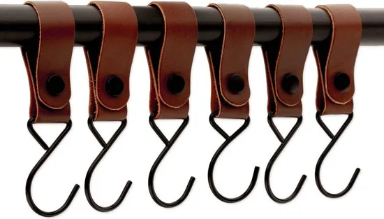 Brute Strength - Multifunctionele Haak Met Lederen Lus - Cognac - 4 stuks - Kapstokhaak - Kampeerhaak - Leer thumbnail 8