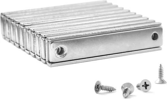 Brute Strength - Super sterk magnetisch ophangsysteem voor gereedschap, sleutels en messen - 60 x 13.5 x 5 mm - 10 stuks - Messenstrip - Magneetstrip - Afbeelding 1