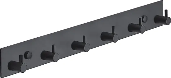 Brute Strength - RVS Kapstok - 6 haken - 39 cm - Mat Zwart - Wandkapstok - Hangende Design Muurkapstok - Afbeelding 1