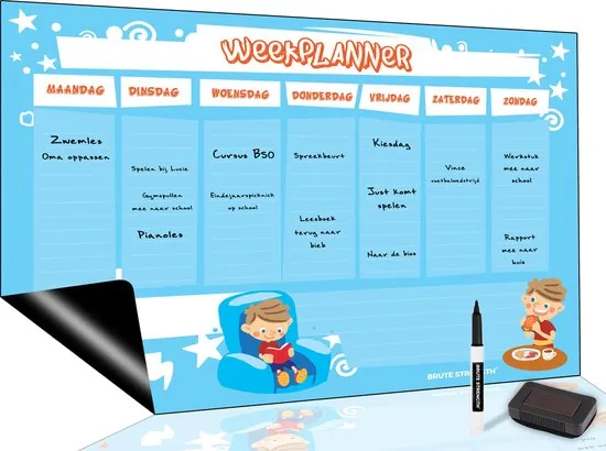 Brute Strength - Magnetisch Weekplanner whiteboard (10) - A3 - Planbord - Dagplanner kind - To Do Planner kinderen - Afbeelding 1