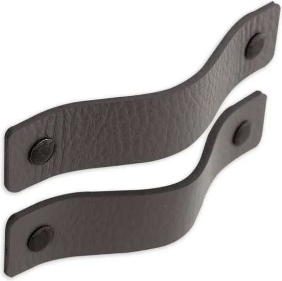 Leren handgrepen - Grijs - 6 stuks - 12,5 x 2,5 cm - incl. 3 kleuren schroeven - Grijze handgrepen leer - Leren meubelgreep thumbnail 7