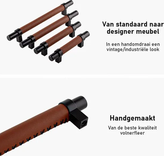 Brute Strength - Leren handgrepen - 96 mm hartafstand - 12 stuks thumbnail 5