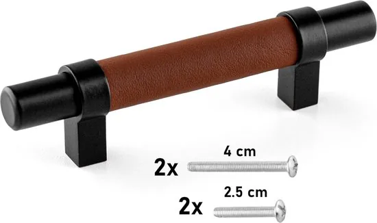 Brute Strength - Leren handgrepen - 76 mm hartafstand - 4 stuks thumbnail 5