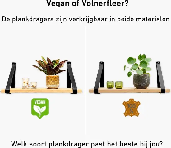 Leren plankdragers - Zwart - 4 stuks - Echt leer - Zwarte plankendragers thumbnail 6