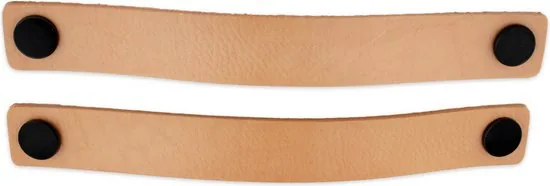 Leren handgrepen - Naturel - 2 stuks - 25 x 3 cm - incl. 3 kleuren schroeven - Handgrepen leer - Leren meubelgreep thumbnail 1