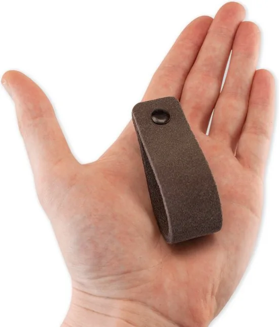 Leren handgrepen van zacht suede - Grijs - 4 stuks - 16,5 x 2,5 cm - incl. 3 kleuren schroeven - Handgrepen leer - Leren meubelgreep thumbnail 9