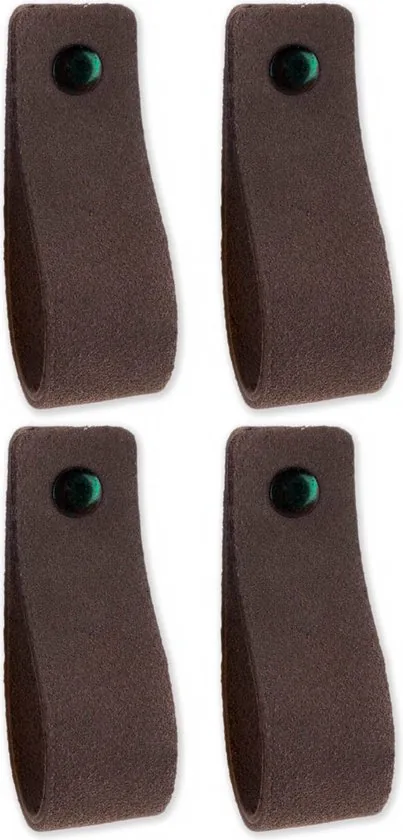 Leren handgrepen van zacht suede - Grijs - 4 stuks - 16,5 x 2,5 cm - incl. 3 kleuren schroeven - Handgrepen leer - Leren meubelgreep thumbnail 10