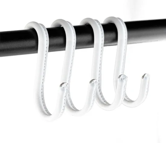 Brute Strength - Leren S-haken - Wit met witte stiksels - 6 stuks - Kledinghaak - Leer thumbnail 5