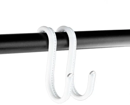 Brute Strength - Leren S-haken - Wit met witte stiksels - 6 stuks - Kledinghaak - Leer thumbnail 6