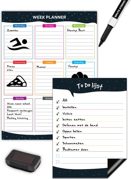 Brute Strength - Magnetisch Weekplanner whiteboard (6) - A3-  Planbord - Familieplanner - Gezinsplanner - To Do Planner - Afbeelding 1
