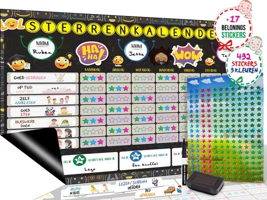 Brute Strength - Magnetisch Beloningssysteem (50) - A3 - Beloningskalender - Planborden - Weekplanner kind - Zindelijkheidstraining - Afbeelding 1