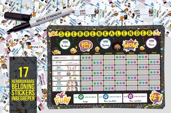 Brute Strength - Magnetisch Beloningssysteem (50) - A3 - Beloningskalender - Planborden - Weekplanner kind - Zindelijkheidstraining thumbnail 2