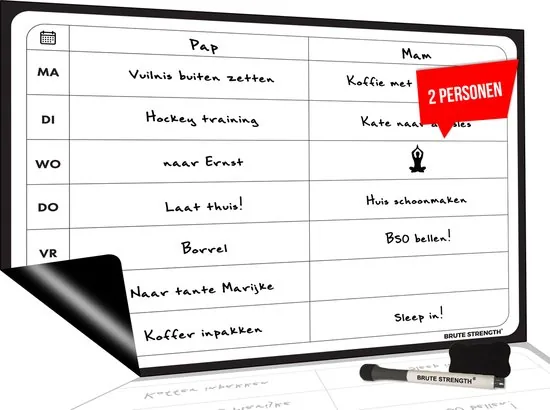 Brute Strength - Magnetisch Weekplanner whiteboard (83) - A3 - 42 x 29 cm - Planbord - Familieplanner - Gezinsplanner - Afbeelding 1
