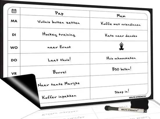 Brute Strength - Magnetisch Weekplanner whiteboard (83) - A3 - 42 x 29 cm - Planbord - Familieplanner - Gezinsplanner thumbnail 2