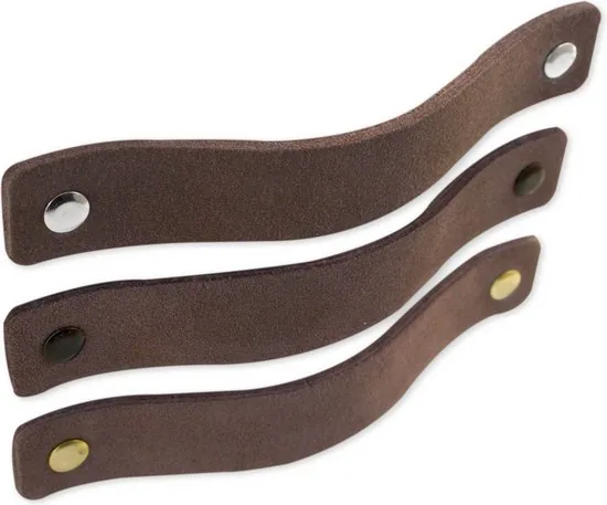 Leren handgrepen van zacht suede - Grijs - 2 stuks - 16,5 x 2,5 cm - incl. 3 kleuren schroeven - Handgrepen leer - Leren meubelgreep thumbnail 6