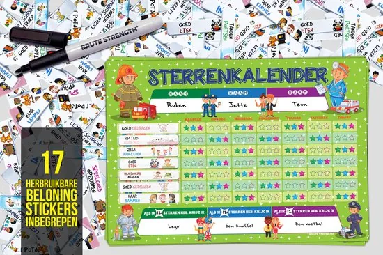 Brute Strength - Magnetisch Beloningssysteem (69) - A3 - Beloningskalender - Planborden - Weekplanner kind - Zindelijkheidstraining thumbnail 2
