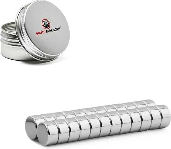 Brute Strength - Super sterke magneten - Rond - 10 x 5 mm - 20 Stuks - Geschikt voor radiatorfolie - Neodymium magneet sterk - Afbeelding 1