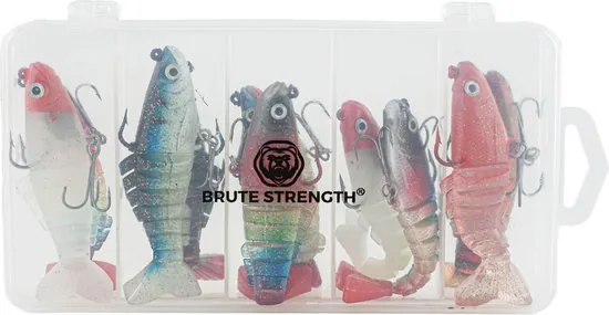 Brute Strength - Kunst Aas Set - Roofvissen Pluggen Met Haak Set Voor Snoek Baars Roofvis kunstaas - 9 cm - 10 Stuks - Shads thumbnail 2