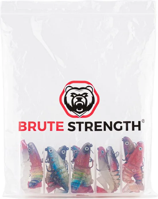 Brute Strength - Kunst Aas Set - Roofvissen Pluggen Met Haak Set Voor Snoek Baars Roofvis kunstaas - 9 cm - 10 Stuks - Shads thumbnail 3