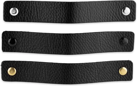 Leren handgrepen - Zwart - 48 stuks - 16,5 x 2,5 cm | - Handgreep zwart - incl. 3 kleuren schroeven per leren handgreep thumbnail 8