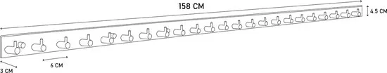 Brute Strength - RVS Lange Kapstok 23 - haaks - 158 cm - Mat Zwart - Wandkapstok - Hangende Design Muurkapstok thumbnail 5