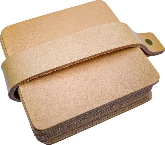 Brute Strength - Onderzetters voor glazen - Leer - Naturel - Vierkant - 10 stuks - Leren onderzetters thumbnail 1