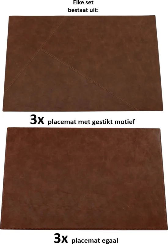 Brute Strength - PU Leren Placemats - Set van 6 stuks - Cognac - 43 x 30 cm - Onderleggers - Kunstleer Bordenmat thumbnail 7