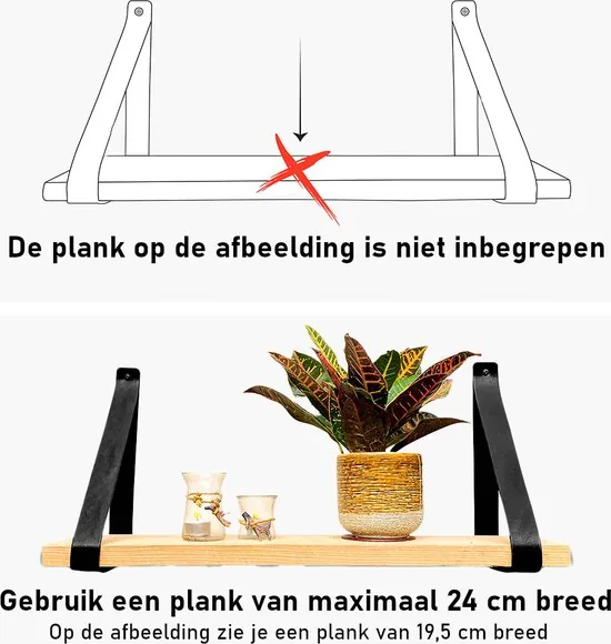 Leren plankdragers - Zwart - 6 stuks - PU lederen planken dragers - Kunstleer plank dragers - Wandplank industrieel - Legplankdrager thumbnail 7