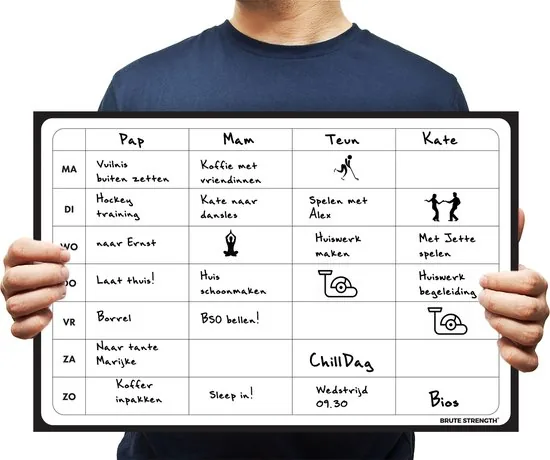Brute Strength - Magnetisch Weekplanner whiteboard (12) - 53 x 34 cm - Planbord - Familieplanner - Gezinsplanner - To Do Planner thumbnail 2