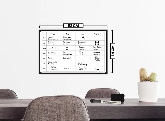 Brute Strength - Magnetisch Weekplanner whiteboard (12) - 53 x 34 cm - Planbord - Familieplanner - Gezinsplanner - To Do Planner thumbnail 4