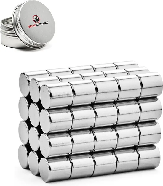 Brute Strength - Super sterke magneten - Rond - 10 x 10 mm - 60 Stuks - Geschikt voor radiatorfolie - Neodymium magneet sterk - Afbeelding 1