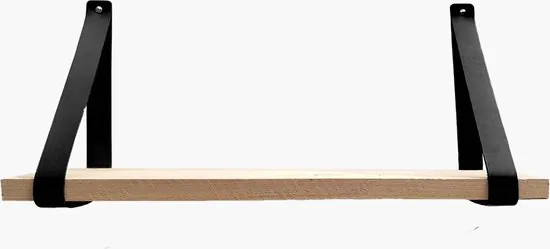 Leren plankdragers - Zwart - 2 stuks - Echt leer - Zwarte plankendragers thumbnail 4