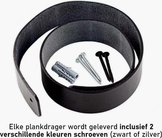 Leren plankdragers - Zwart - 2 stuks - Echt leer - Zwarte plankendragers thumbnail 8