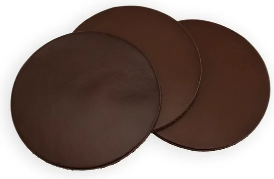 Brute Strength - Onderzetters voor glazen - Leer - Bruin - Rond - 10 stuks - Bruine leren onderzetters thumbnail 3