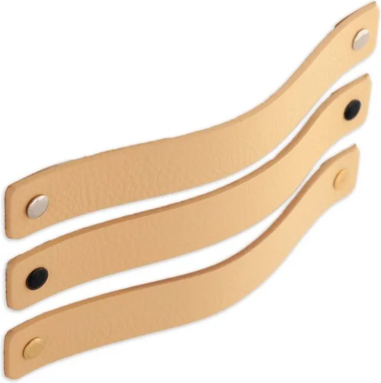 Leren handgrepen - Naturel - 24 stuks - 20,0 x 2,5 cm - incl. 3 kleuren schroeven - Handgrepen leer - Leren meubelgreep thumbnail 6