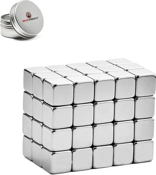 Brute Strength - Super sterke magneten - Vierkant - 10 x 10 x 10 mm - 60 Stuks - Geschikt voor radiatorfolie - Neodymium magneet sterk - Afbeelding 1