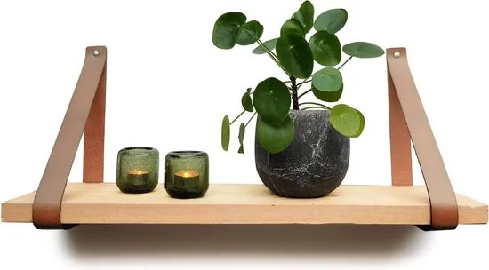 Leren plankdragers - Taupe - 4 stuks - Echt leer - Taupe plankendragers - Afbeelding 1