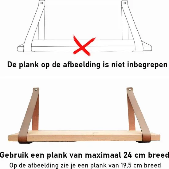 Leren plankdragers - Taupe - 4 stuks - Echt leer - Taupe plankendragers thumbnail 7