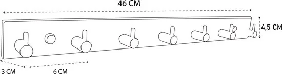 Brute Strength - RVS Kapstok - 7 haken - 46 cm - Mat Zwart - Wandkapstok - Hangende Design Muurkapstok thumbnail 4
