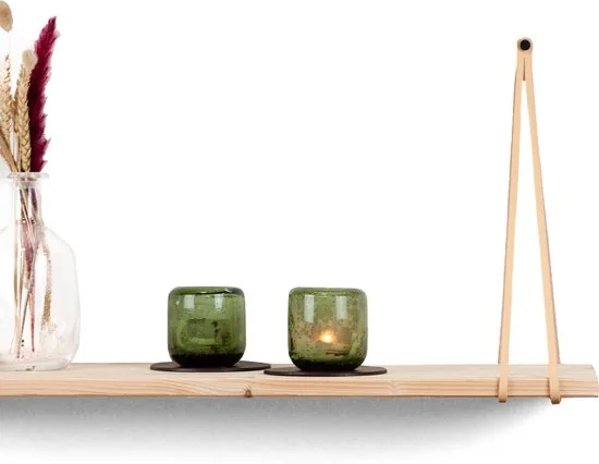 Leren plankdragers gesplitste draden - Naturel - 2 stuks - Echt lederen planken dragers thumbnail 4