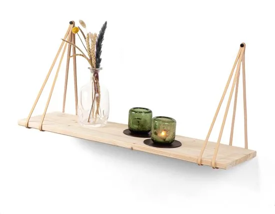 Leren plankdragers gesplitste draden - Naturel - 2 stuks - Echt lederen planken dragers thumbnail 5